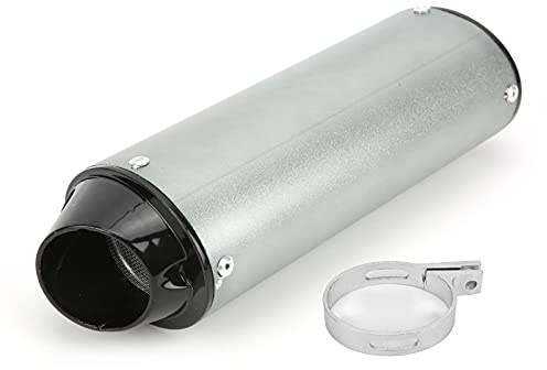 Silenciador de Escape, Akozon 32 Mm Plata Metal Tubo De Escape Silenciador Silenciador Con Junta De Sujeción Para 90 110 125 150 160 ATV Pit Bike Moto