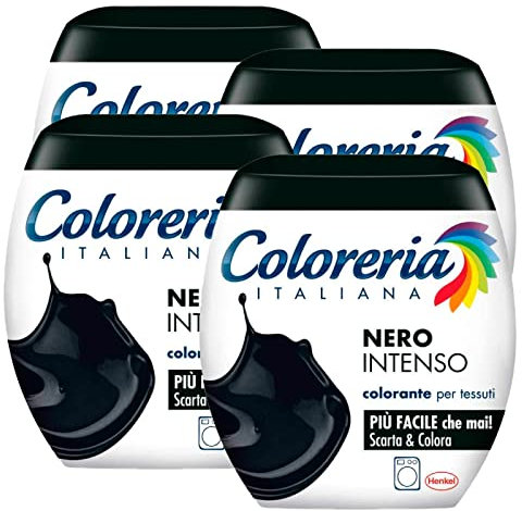 4x Coloreria Italiana Fabric Dye in Washing Machine Intense Black Formula All in One - 4 Single Pack