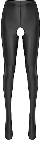 Zaldita Dam nylon leggings ouvert strumpbyxor öppna steg byxor smal passform treggings crotch butt strumpor underbyxor underkläder, Aa svart B, M