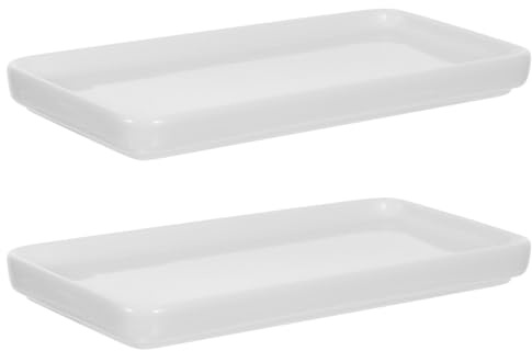Operitacx Schmuckschale 2Pcs Wei?e Servierplatte Porzellan Servierschale für Partys Rechteckschale Dessertplatte Salatplatte für Party Keramikplatte für Fleischnahrungsmittel Vorspeise S