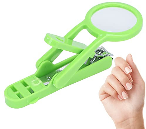 Nagelschneider mit Lupe,extra großer Nagelknipser, Nagelknipser für ältere Menschen, Edelstahl, verstellbarer Fingernagel-Zehennagelschneider mit Lupe(grün), Edelstahl Nagellupe Schere Fingernage