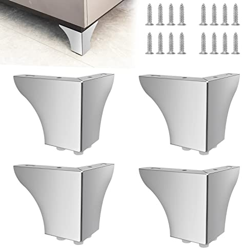 Wkmamo 4 Pcs Metal Furniture Legs,10cm Height Sofa Legs,Modern Triangle Furniture Feet DIY Replacement for Cabinet,Wardrobe,TV Cabinets,Drawers