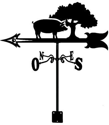 JESSAH Wetterfahne Schwein Wetterfahne mit Dachhalterung Wetterfahne Windrichtungsanzeige Retro Windfahne Metall Messwerkzeug Garten Kreativer Edelstahl Für Bauernhof Hof Home Decor Geschenk