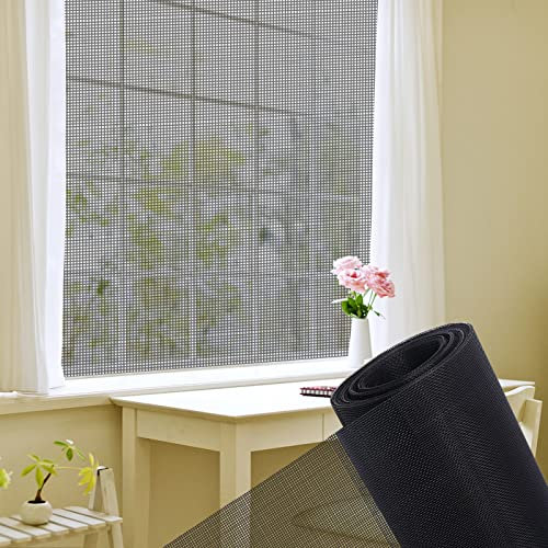 DIY Fliegengitter Meterware 120x150cm, Atmungsaktives Fliegengitter aus Fiberglas für Fenster, Balkontür Fenster und Türen, Schwarz