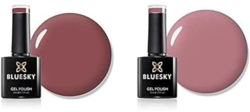 Bluesky Gel Nail Polish, Cinnamon Roll BP27, Dark Pink, andTease QXG080, Nude Pink, Bright, Long Lasting, Chip Resistant, 10 ml (Requires Drying Under UV LED Lamp)