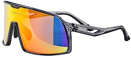 Black Crevice Sportbrille schwarz I Unisex Brille mit zylindrischen Gläsern + Etui & Microfleece-Beutel I Sport Sonnenbrille mit 100% UV-Schutz I Sport Brille mit gummierten Nasenpads & Bügelenden