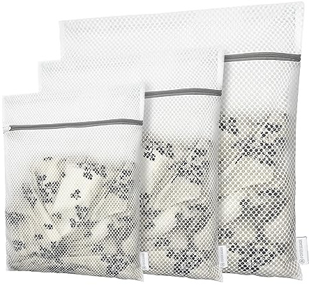 Wäschesäcke aus Wabennetz für Feinwäsche, Reiseaufbewahrung, Organisationstaschen, Wäschewaschbeutel für Unterwäsche, Dessous, BH, Bluse, Strümpfe, Socken, Jacke, Mantel, Decke, Schuhe(S+M+L)