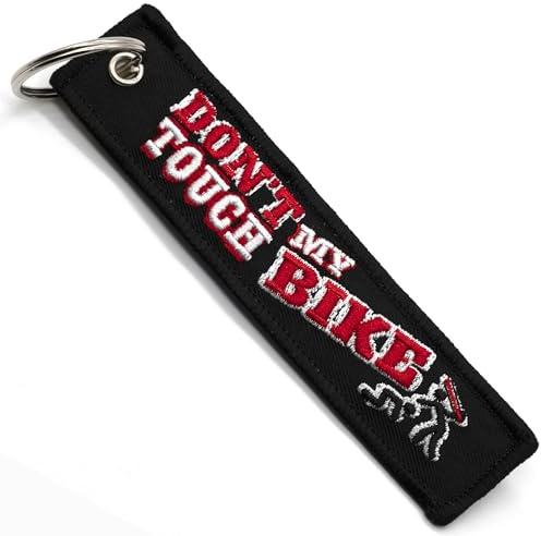 Motorrad Schlüsselanhänger - Geschenk für Motorradfahrer Schlüsselanhänger Stoff DON´T TOUCH MY BIKE, Motorrad Zubehör - Originelle Schlüsselanhänger - Originelle Geschenke für Motorradfahrer