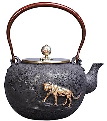 PIPONS Chinesischer Teekanne Teekessel, Japanische Gusseisen-Teekanne, Handgefertigte Unbeschichtete Teekannen, 1200 Ml/1,2 L Teekanne Traditionelle Kanne