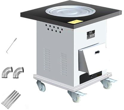 Estufa de Leña Camping, Estufas de Leña de Doble Combustion, con Ruedas Universales y Revestimiento de Horno de Doble Capa, El Gasificador de Acero Se Utiliza para Cocinar, Calentar y Hacer Picnics