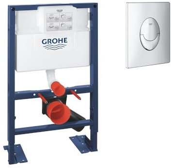 GROHE - Bâti Support pour WC Hauteur réduite Rapid SL, 0.82 m + Plaque de Commande chromée