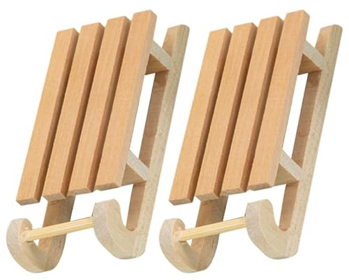 UPKOCH 2 StüCk Holz Mini Schlitten Deko FüR Puppenhaus Weihnachts Szene Modell Diy Zum Bemalen Umweltfreundlicher 1:12 MaßStab Weihnachtsdeko ZubehöR