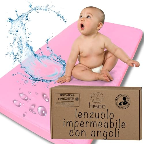 Bisoo Waterproof Bassinet Sheets Fitted - Fitted Sheet Mattress tector Made of 100% Jersey Oeko-Tex + PU 16x35 in / 40x90 cm Universal Fit for Baby Pram Carrycot Stroller Moses etc (Pink)