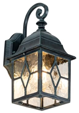 Qazqa Landhaus außen Wandleuchte, Außenlampe, Wandlampe für den Garten - London - Grün, max. 60W, Geeignet für LED, 15.1cm, IP23, Würfel