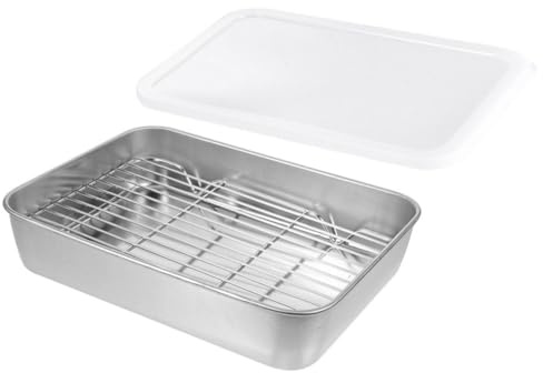 CIYODO 1 Satz Edelstahl Grillpfanne für Camping und Bbq Multifunktionale Bratpfanne mit Abtropffunktion Ideal Zum Grillen von Fisch und Leicht zu Reinigen und Langlebig