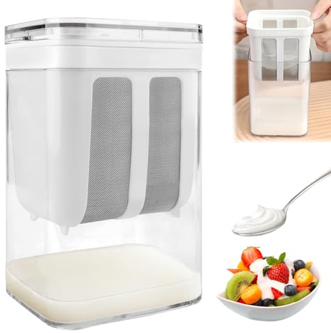 Frischkäsebereiter, Joghurt Sieb Mit Deckel, Waschbar Molkeabscheider, Wiederverwendbarer Feine Filtersiebe, 1100ml Feinmaschiges Joghurt Sieb, Joghurtbereiter Für Saft, Milch, Küchenzubehör
