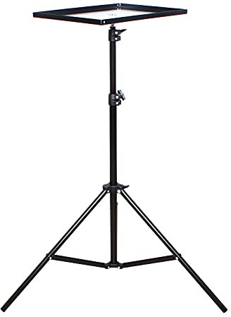 Tyvotrend Trépied pour projecteur avec repose-pieds réglable, hauteur (69-190 cm), support au sol pour ordinateur portable, projecteur, appareil photo, noir