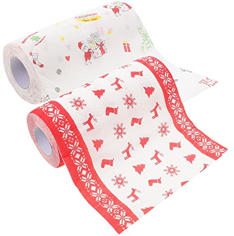 SEWACC 2 Rouleaux De Papier Essuie-Tout De Cuisine Papier Alimentaire Résistant À La Graisse Sur Le Thème De Noël D'emballage Pour Aliments Frits Pour Collations