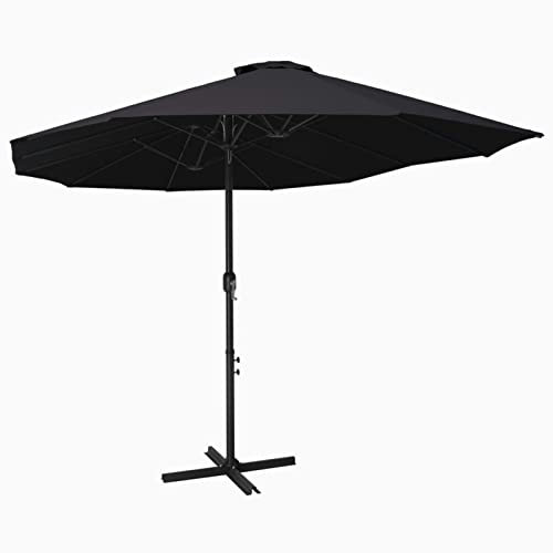 ShGaxin 47302 Gartenschirm mit Aluminiumstange, Schwarz, 460 x 270 cm, Terrassenschirm, Terrassenschirm, Sonnenschirm für den Außenbereich, Terrassenschirm