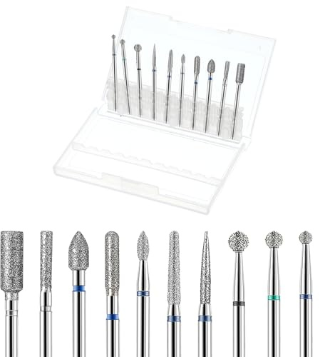 Yuanchu Lot de 10 forets à ongles en carbure de tungstène - 3/80 cm - Fraise à ongles professionnelle - Embouts en métal dur - Pour retirer les cuticules - Pour manucure et pédicure