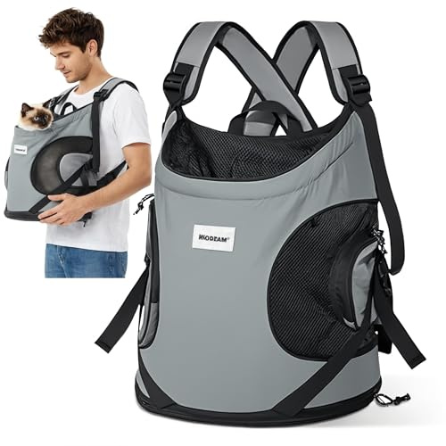 ALLSOPETS Hundetragerucksack, Tragbarer Haustiertragerucksack für Katzen Hunde Welpen, Integrierter Sicherheitsgurt, Ergonomisches Design, Atmungsaktiver Hunderucksack für Motorrad (Vulkangrau)