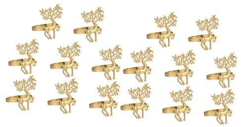 ABOOFAN 2 Sätze Serviettenring Essgeschirr Rattan Baum Inhaber Jubiläum Weihnachtsdeko Weihnachtsmotiv Elch Serviettenschnalle Cartoon-serviettenschnalle Zinklegierung Golden 8 Stück * 2