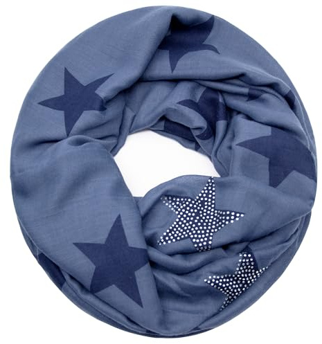 Gloop Loop Schal mit Sternenmuster, Damen leichter Langschal Mehrfarbig | Damen Leichter Langschal, Schlauchschal, Loopschal Tuch für Frühling und Herbst in vielen Farben