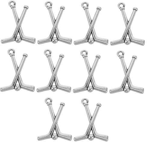 JOINPAYA Hochwertige Hockey Anhänger aus Zinklegierung, 10 Stück, Silber | Schmuckherstellung und Selbstgemacht Zubehör, Geeignet für Armbänder, Halsketten, Schlüsselanhänger