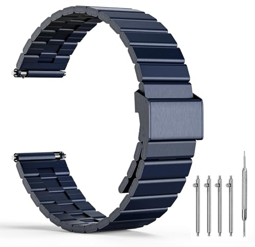 TODYSTRAP Metall Uhrenarmband Edelstahl 22mm, Schwarz Schnellverschluss Uhrenarmbänder Edelstahl, Smartwatch Ersatzarmband für Herren Damen, Metallarmband 20mm 22mm