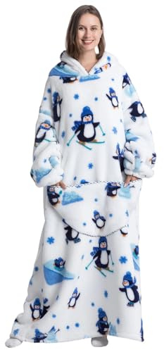 Gegeryozer Batamanta Mujer con Capucha, Mangas y Bolsillo - Sudadera Ponible de Invierno, Manta Polar Cálida para Sofá y Hogar | Talla Única
