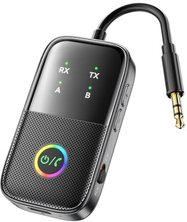 Wrtysully Receptor Transmisor Bluetooth, Adaptador Bluetooth 2 en 1 para Aviones V5.2, Televisores, Gimnasios, para Estéreo de Automóvil o Hogar