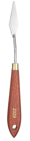 QUARKZMAN Couteaux à Peinture Outil Peinture 2.17 x 0.59 Lame En Acier Inoxydable En Forme larme 8.27 Longueur Spatula Couteaux à Peinture Avec Trou Manche En Bois Hêtre, Rouge/Argent