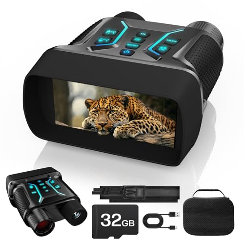 Binocolo Visione Notturna 4K, 36 MP Visore Notturno con Zoom Digitale 8X, Ricaricabile 4500mAh, Display HD da 4,5, Scheda 32GB Carta, 7-Livelli Visione Infrarossa, Perfetto per Campeggio (Nero)