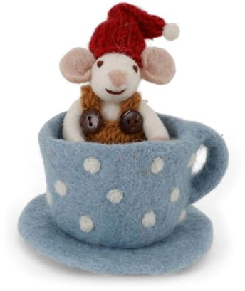 Gry & Sif Handgemacht & Fairtrade-Zertifiziert | Stilvolles dänisches Design X Nepali Kunsthandwerker | Maus in Blauer Kaffeetasse