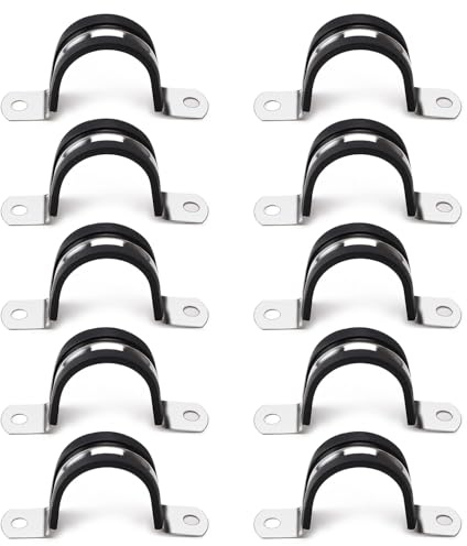 YYIGVMO 10 Pièces 32mm Caoutchouc Doublé U Clips, Colliers de Serrage en 304 Acier Inoxydable de Caoutchouc, pour Tuyau, Câble