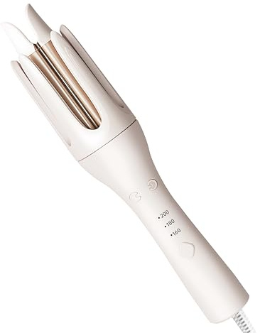 Beauty7 Automatic Curling Iron, Auto Hair Curler with 3 Temperature, Fast Heating, Anti-Scald, Anti-Tangle Rotating, Automatic Shut-Off for Hair Styling White, Lightweight for Travel
