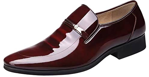 Zapatos de traje para hombre, color negro, zapatillas de negocios con punta puntiaguda, mocasines, elegantes, zapatos de boda, clásicos, zapatos de trabajo, cómodos, informales, marrón, 41 EU
