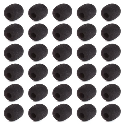30 Stück Popschutz Mikrofon Mini-Mikrofon Headset Windschutzscheibe Ersatz-Windschutz für Mikrofon und Headset aus Schaumstoff für Unterricht Bühnenperformance