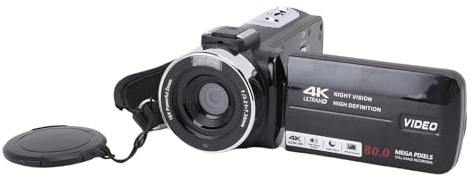 Akozon Videocamera 4K Videocamera 80MP HD 3 Pollici Schermo con Rotazione di 270 Gradi Zoom 18X Videoregistratore Digitale con Flash LED da Viaggio