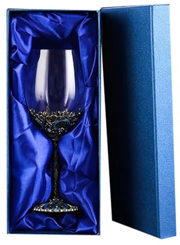Genérico Juego de decantadores de Vino de Cristal sin Plomo, Copa Decorada con Esmalte, Base de aleación de Zinc soplado a Mano, 350 ml, Caja de Regalo (1 Pieza)