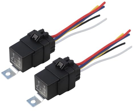 Tidevib Relè automobilistico impermeabile 40 A 12 V con tenuta del cablaggio della presa, confezione da 2, per illuminazione auto, verricelli e apparecchiature ad alta potenza