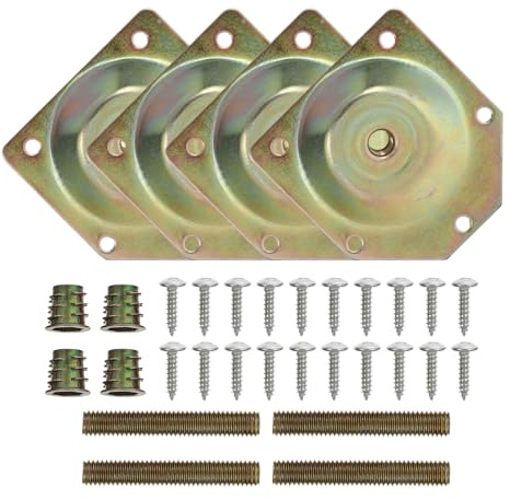 UKCOCO 4pcs 12 Degree Slanted Mounting Plates with Screws, Furniture Leg Attachment Plates, Chair and Sofa Leg Repair Fixator, Table and Sofa Feet Connection Hardware Kit