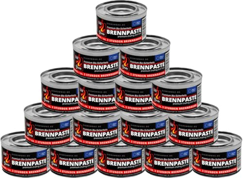 Eurocatch Bruciatori a Pasta Combustibile per Catering - 16x 200g Gel Combustibile - Senza Fuliggine né Odori - Circa 3 Ore di Combustione - Adatto per Chafing Dish e Vassoi Riscaldanti