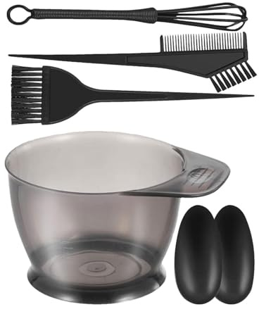 Générique Ensemble D'accessoires De Coloration De Cheveux 5 Pièces Avec Bol Mélangeur - Pinceau De Professionnel, Peigne À Teinter Et Protection Auditive Ensemble Complet D'outils De Coloration De