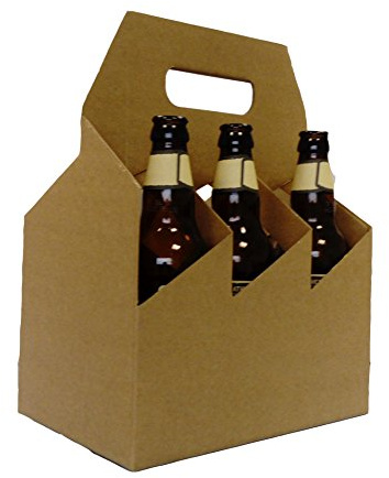 Brown Eco-Friendly Wine Carriers - 6 Bottle Cardboard Carrier (165 x 250 x 320mm), Gift Packaging (Pack of 10) *Made in Britain*