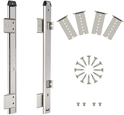 FRMSAET Guide per cassetti 305/355/405/455mm Guida per mobili-355mm,Argento | Guide Metalliche Rinforzate Sotto Scrivania per Cassetti Mobili, Tastiera e Attrezzi, Altezza Regolabile