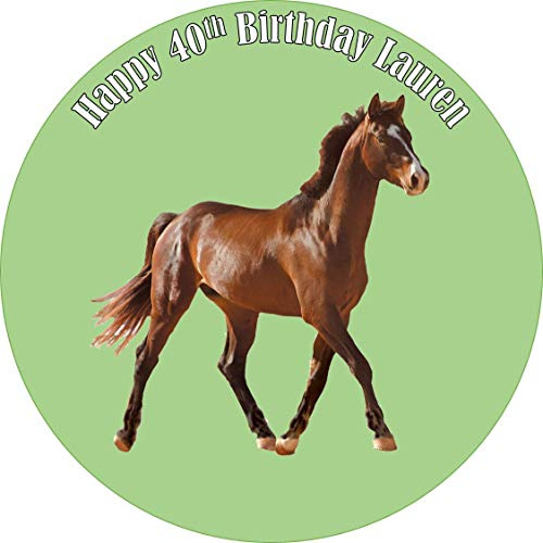 7.5 inch circle round brown horse cake topper printed edible icing personalised