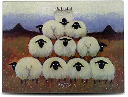 Eejits Protection de table en verre pour planche à découper par Thomas Joseph – Cadeau Mouton