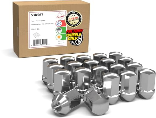 Wheel Accessories Parts 20 Pcs 9/16-18 Thread OEM Style Lug Nuts 1.65 Long Chrome 7/8 22mm Hex Fits Chrysler Aspen ｜ Dodge Dakota Durango RAM 1500 ｜ RAM 1500 Dakota 0603-6433AA ｜ 611-204