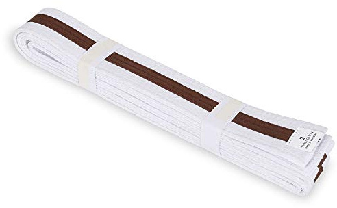 MACS White with Colored Stripe Belt 1.75'' wide Martial arts/Karate/Taekwondo (sz 0-8) (Brown with White Stripe, 0)